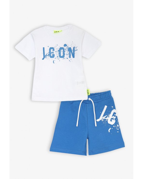 Set maglietta e bermuda bianco e blu royal ICON - Bambino e neonato