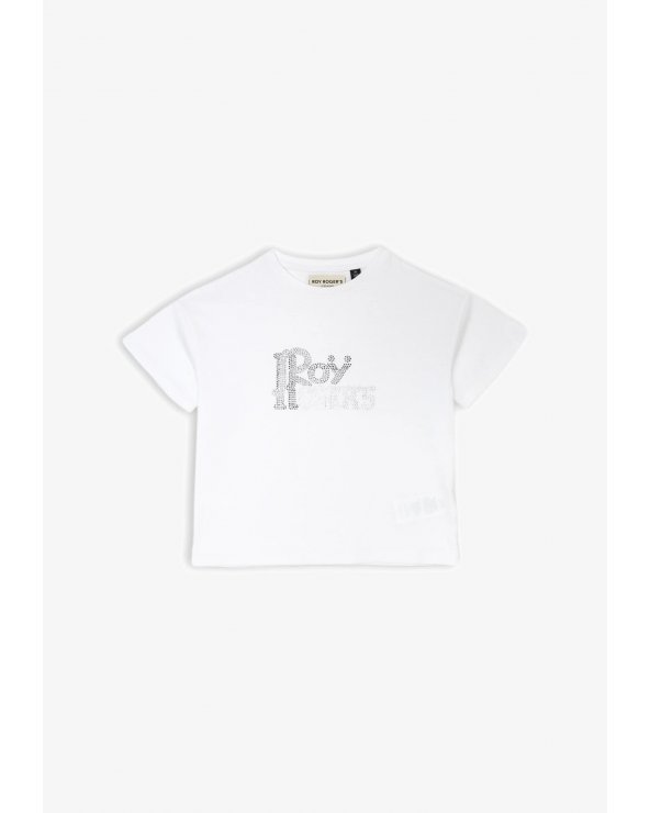 Roy Rogers - T-shirt bianca bambina con logo strass - Primavera Estate