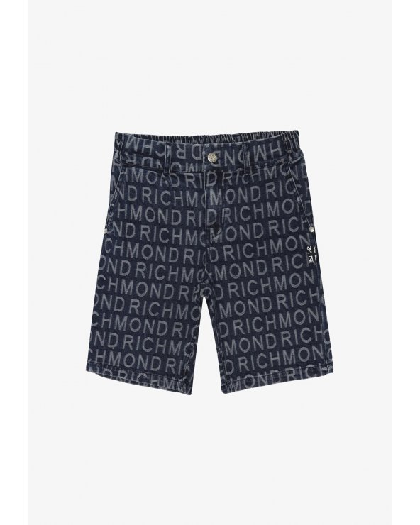 John Richmond - Bermuda bambino in denim logato blu - PE 25