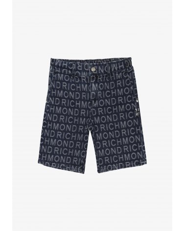John Richmond - Bermuda bambino in denim logato blu - PE 25