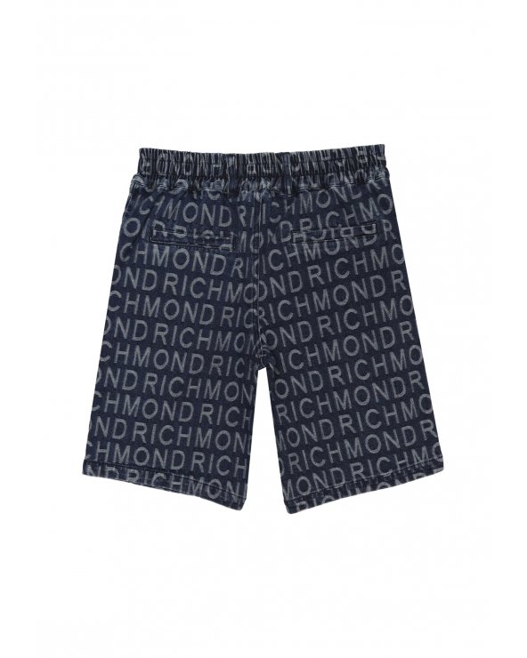 John Richmond - Bermuda bambino in denim logato blu - PE 25