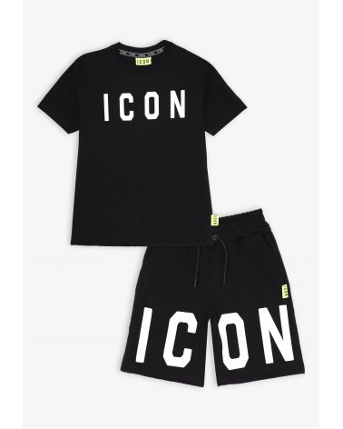 Set maglietta e bermuda nero e bianco ICON - Bambino e ragazzo