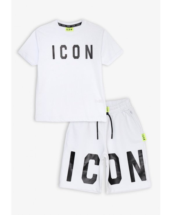 Set maglietta e bermuda bianco e nero ICON - Bambino e ragazzo