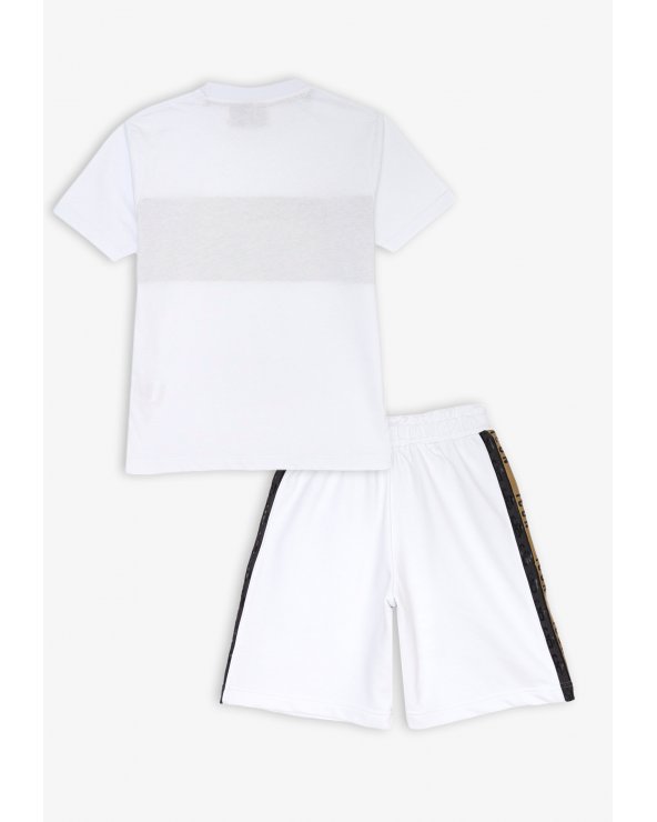 Set maglietta e bermuda bianco e oro ICON &#124; Bambino e ragazzo