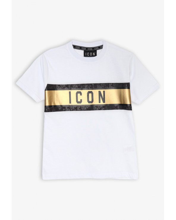 Set maglietta e bermuda bianco e oro ICON &#124; Bambino e ragazzo