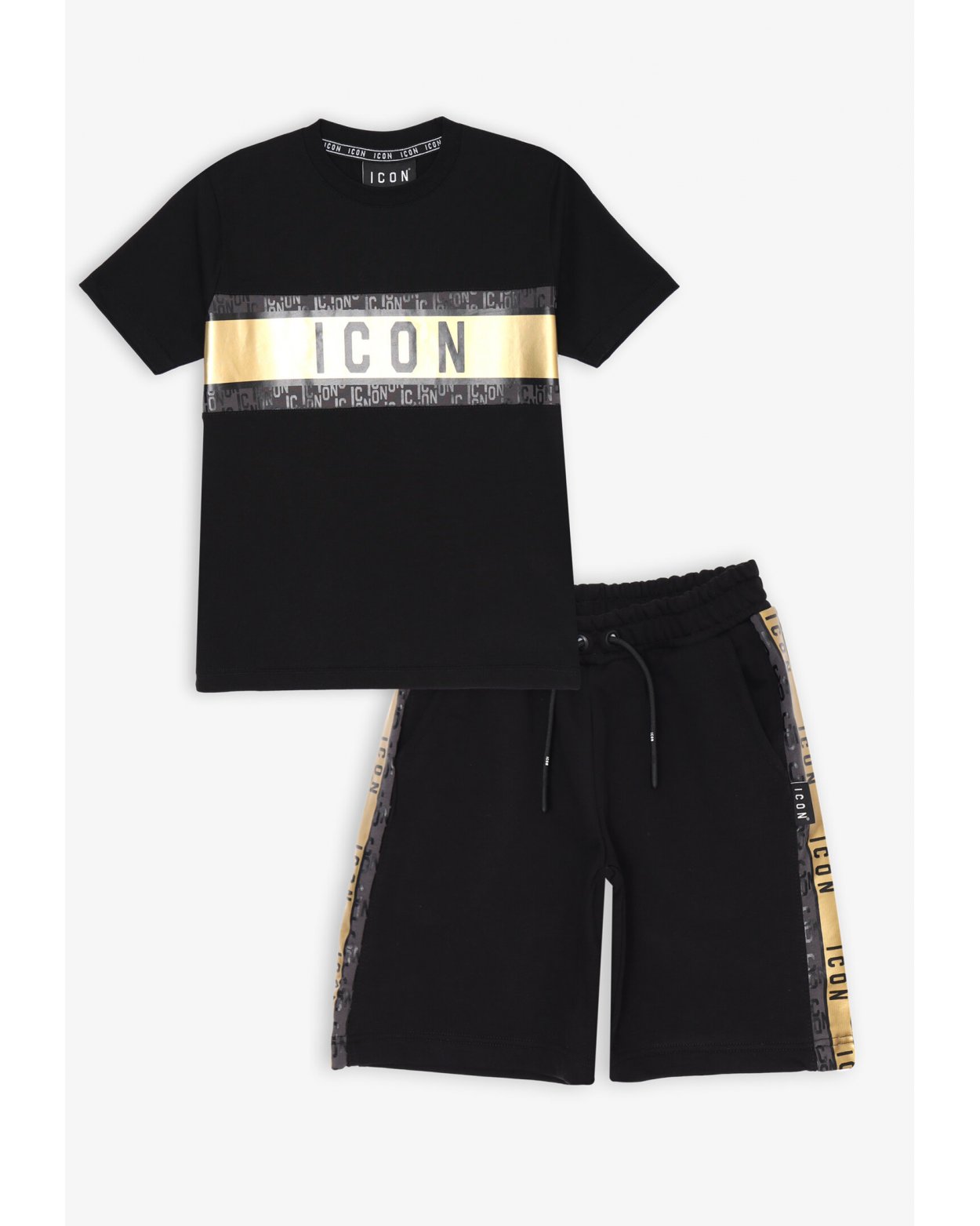 Set maglietta e bermuda nero e oro ICON - Bambino e ragazzo