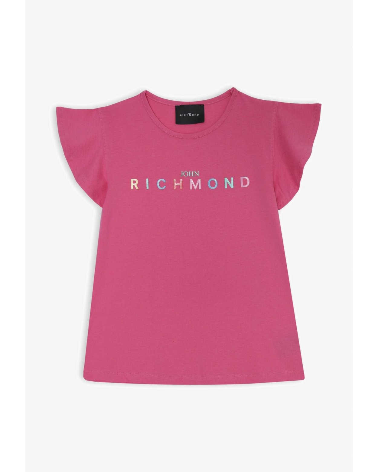 T-shirt bambina con maniche a volant rosa PE 25