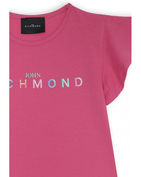 T-shirt bambina con maniche a volant rosa PE 25