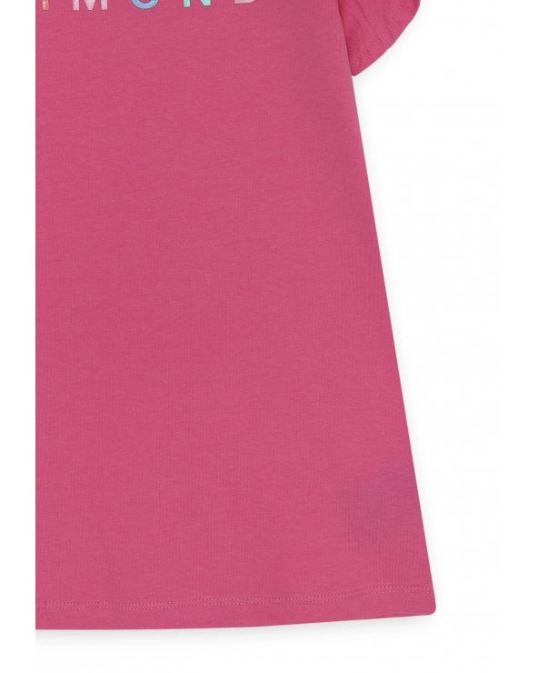 T-shirt bambina con maniche a volant rosa PE 25