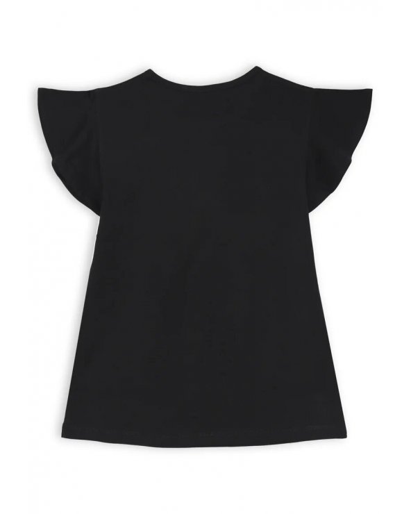 T-shirt bambina nera con maniche a volant PE 25