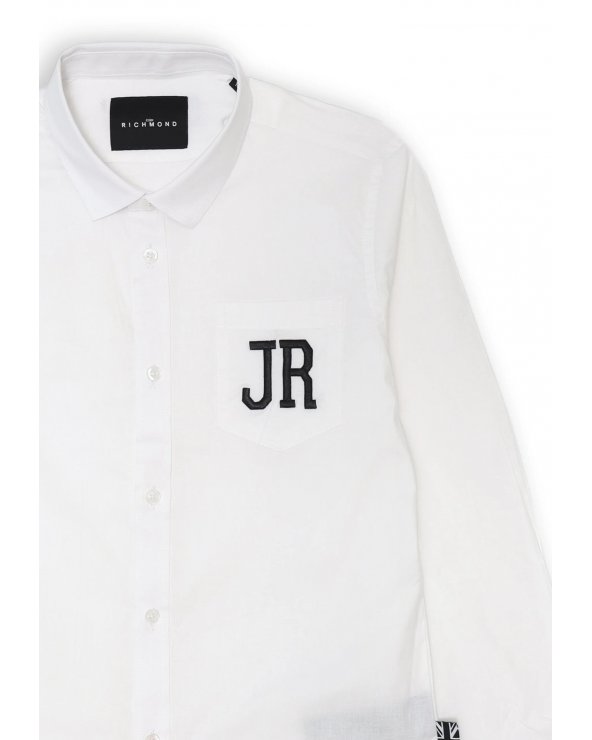 Camicia bianca Richmond Junior con logo JR per bambini e ragazzi
