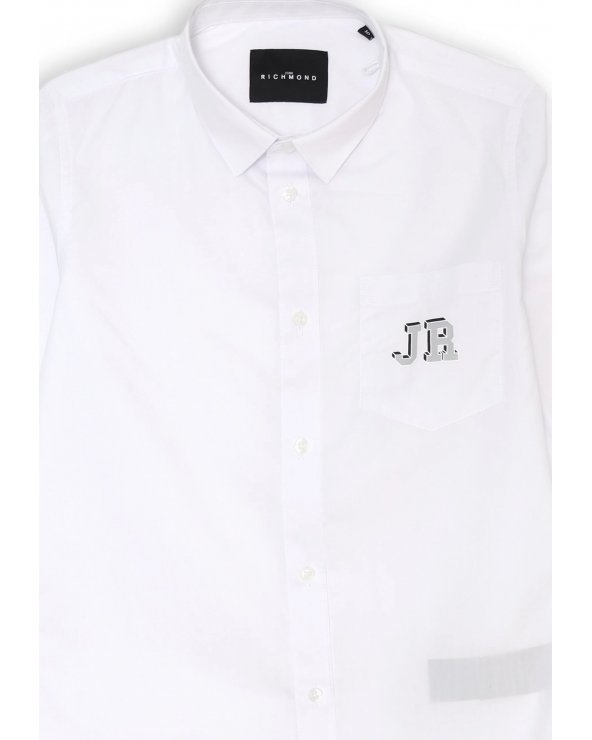 Richmond &#124; Camicia bianca bambino con logo JR e stampa posteriore
