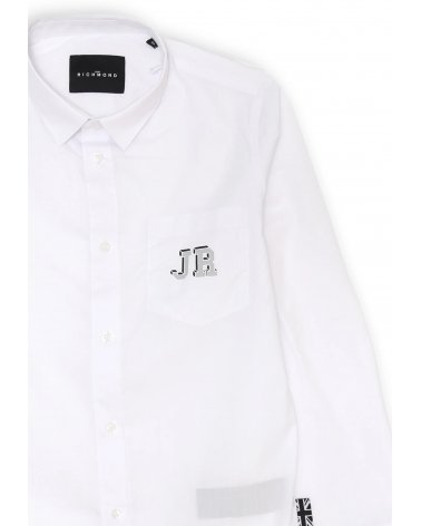 Richmond &#124; Camicia bianca bambino con logo JR e stampa posteriore