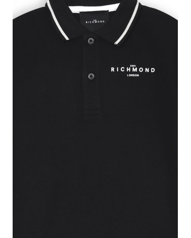 Polo Richmond nera bambino primavera estate 2025 con dettagli bianchi