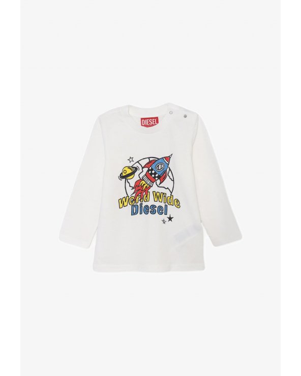 T-shirt Diesel Bianca a Maniche Lunghe Neonato 3-36 Mesi