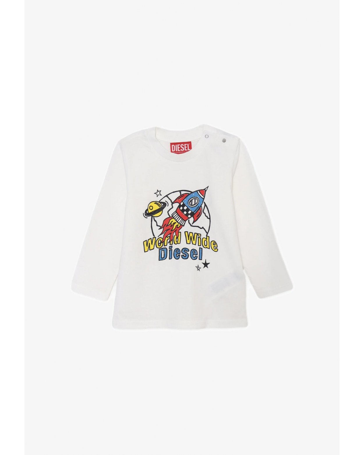 T-shirt Diesel Bianca a Maniche Lunghe Neonato 3-36 Mesi