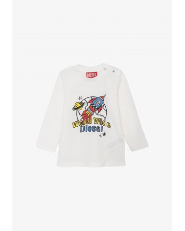 T-shirt Diesel Bianca a Maniche Lunghe Neonato 3-36 Mesi