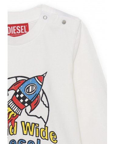 T-shirt Diesel Bianca a Maniche Lunghe Neonato 3-36 Mesi