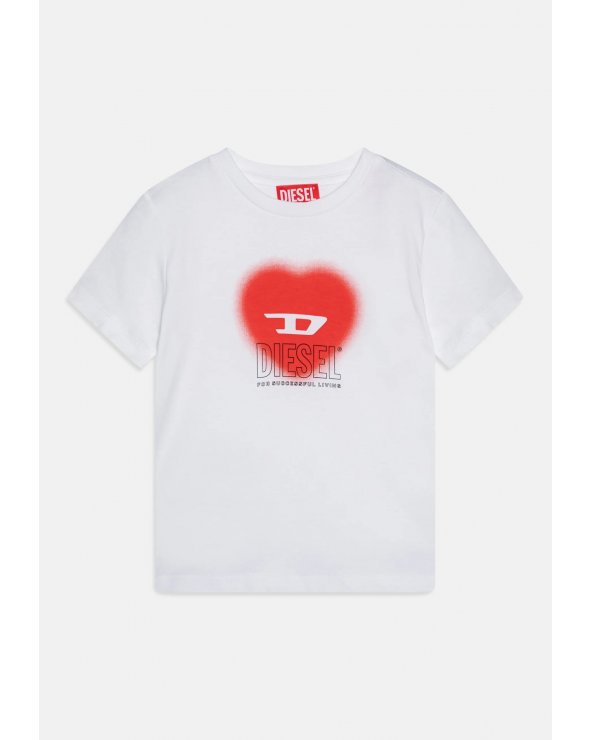T Shirt Diesel Bambina Bianco Stampa Logo