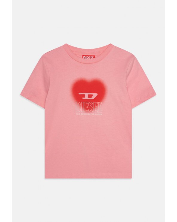 T-shirt rosa Diesel con cuore stampato per ragazze