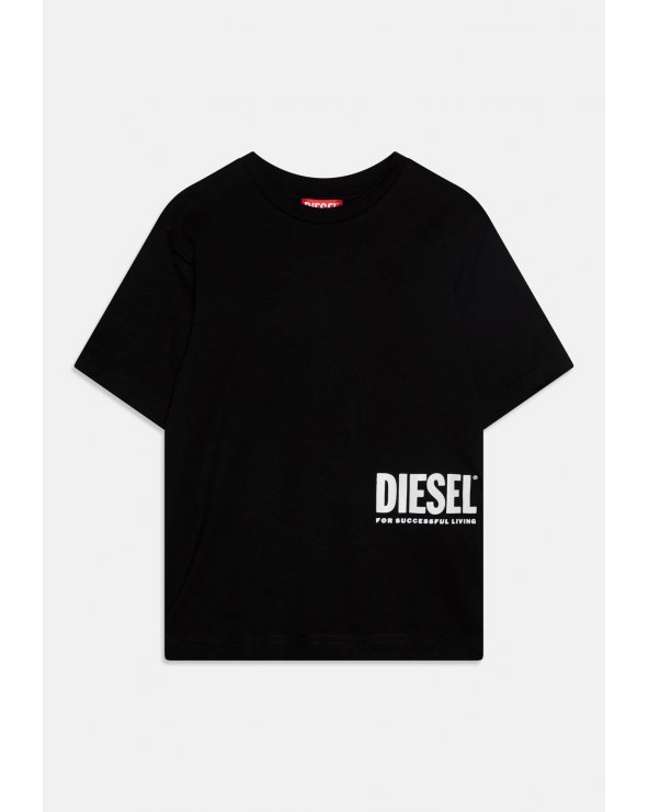 T-shirt nera bambino Diesel con logo stampato
