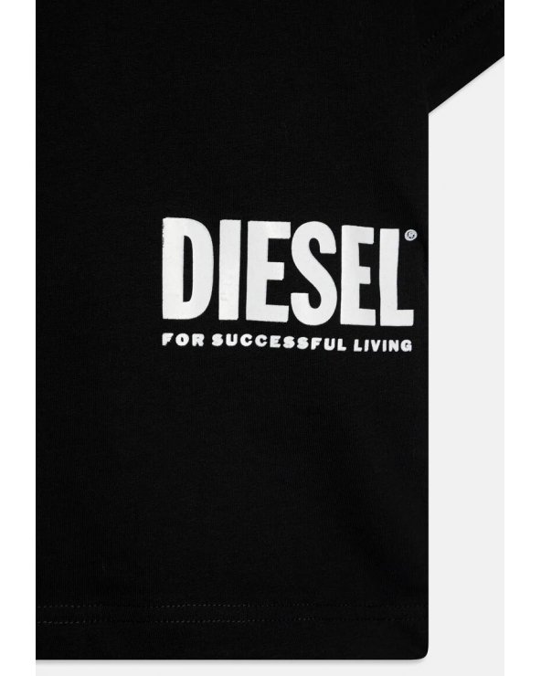 T-shirt nera bambino Diesel con logo stampato