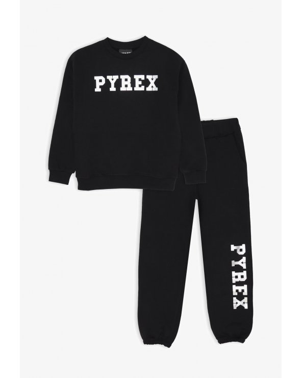 Tuta ragazza felpa e pantalone nero Pyrex