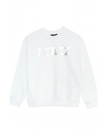 Tuta ragazza felpa e pantalone bianco rosa Pyrex