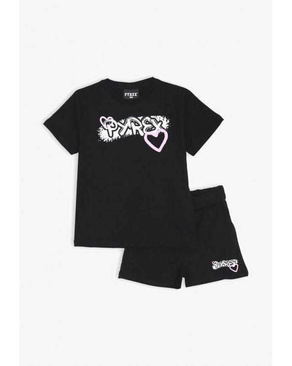 Completo Pyrex bambina nero - T-shirt & short primavera 25