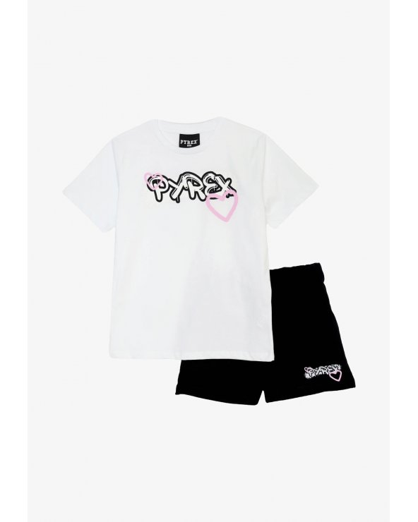 Completo Pyrex bambina bianco - T-shirt & short primavera 25