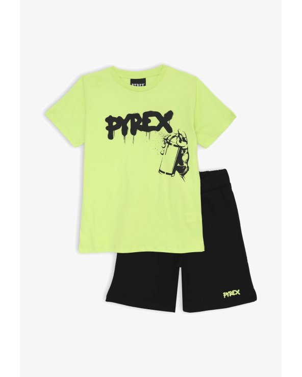 Completo Pyrex bambino verde lime - T-shirt & bermuda primavera 25