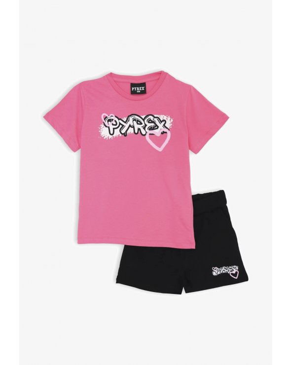 Completo Pyrex bambina rosa e nero - Stile trendy e comfort