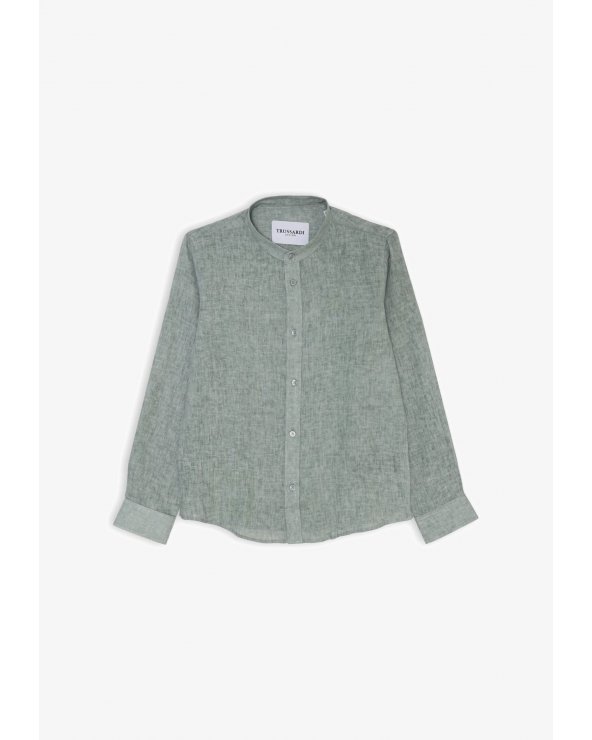 Camicia bambino lino-viscosa Trussardi verde primavera estate 2025