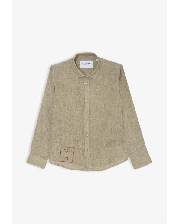 Camicia lino viscosa Trussardi bambino beige Primavera Estate 2025