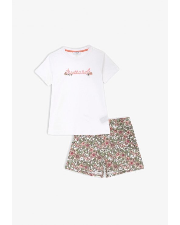 Trussardi Completo Bambina Bianco e Fantasia Floreale Primavera 2025
