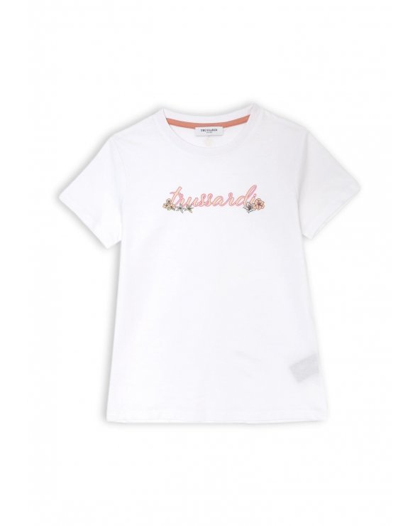 Trussardi Completo Bambina Bianco e Fantasia Floreale Primavera 2025