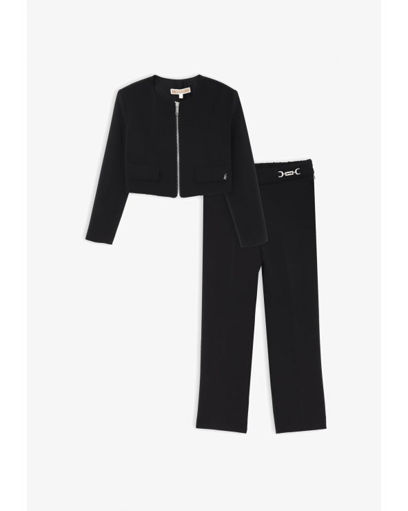 Completo Kocca nero bambina giacca zip e pantaloni eleganti