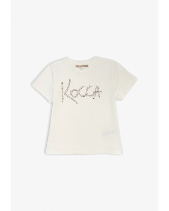 Maglia bambina Kocca panna con logo strass - Primavera Estate 2025