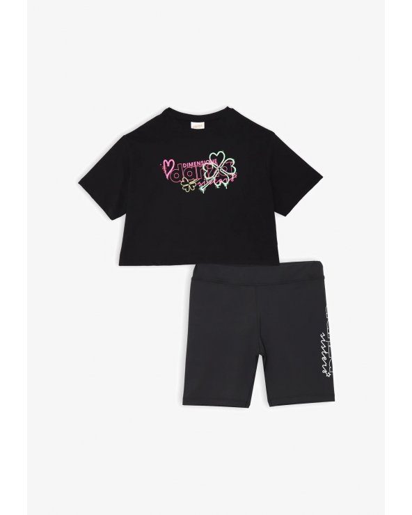 Completo Dimensione Danza bambina nero cotone sportivo estate 2025