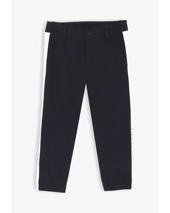 Pantaloni Trussardi blu bambino con bande bianche laterali regular fit