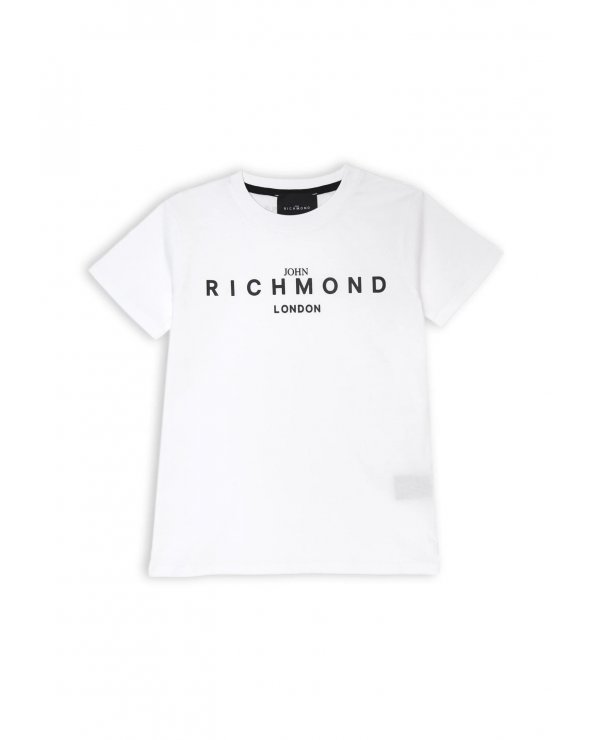 Completo Richmond bambina bianco e nero con t-shirt logo e gonna svasata