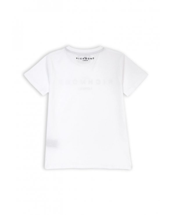 Completo Richmond bambina bianco e nero con t-shirt logo e gonna svasata