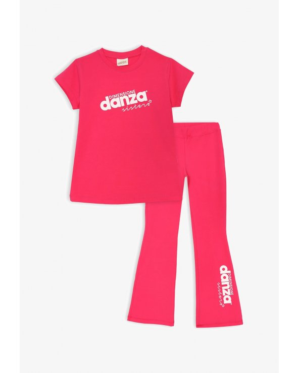 Completo fuxia Dimensione Danza bambina con logo stampato estate 2025