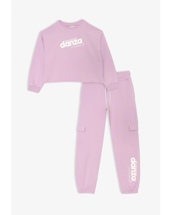 Completo lilla Dimensione Danza felpato con logo per bambina baby  <br />  <br />