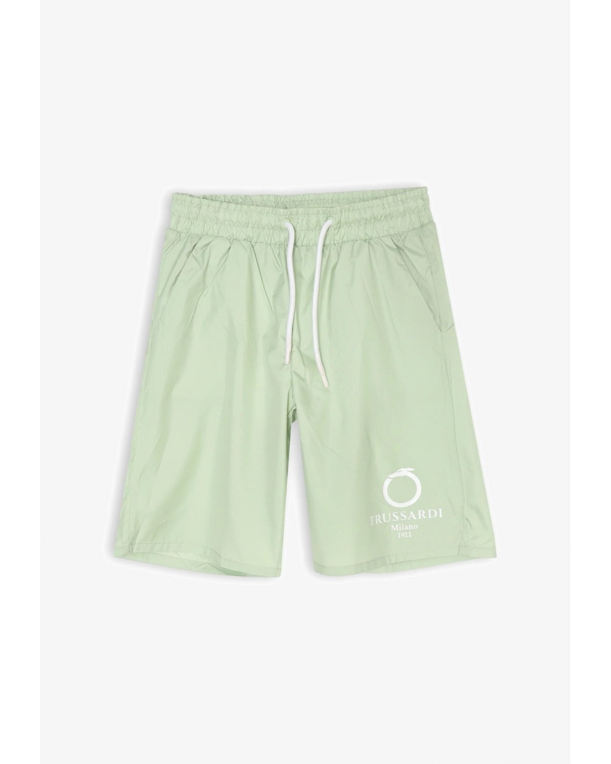 Costume mare verde chiaro bambino Trussardi con logo stampato bianco, estate