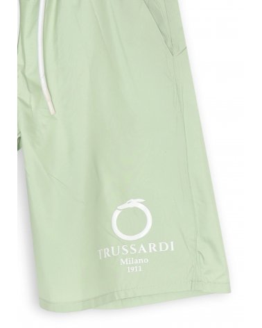 Costume mare verde chiaro bambino Trussardi con logo stampato bianco, estate