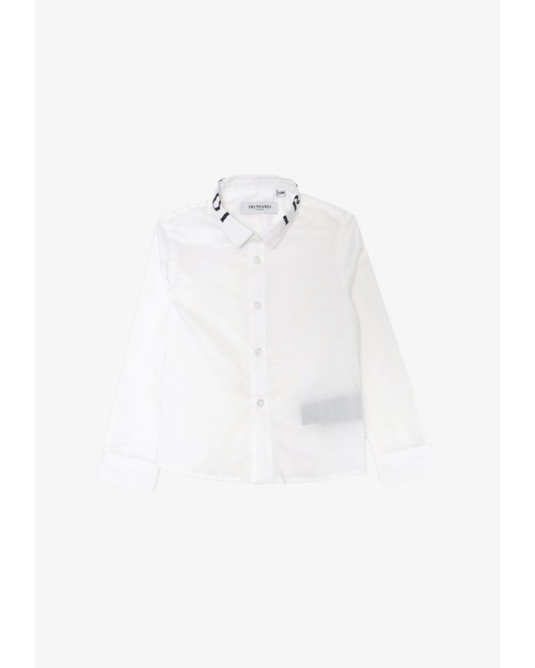 Camicia bianca Trussardi bambino con colletto logo ricamato primavera estate