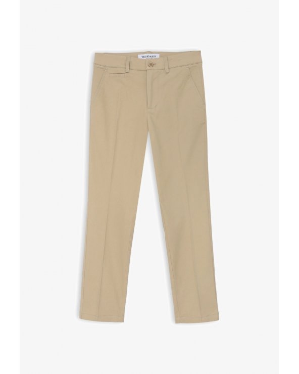 Pantalone beige Trussardi bambino in cotone leggero dritto estivo 2025