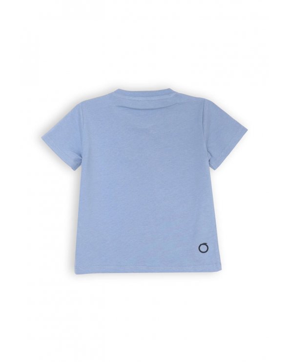 Maglia azzurra Trussardi Milano baby con stampa frontale e bottoni clip