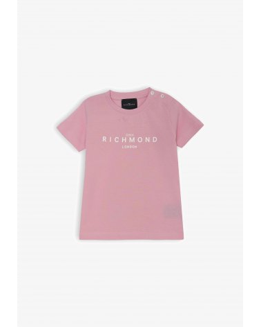 Maglietta rosa John Richmond neonata logo bianco cotone estate 2025